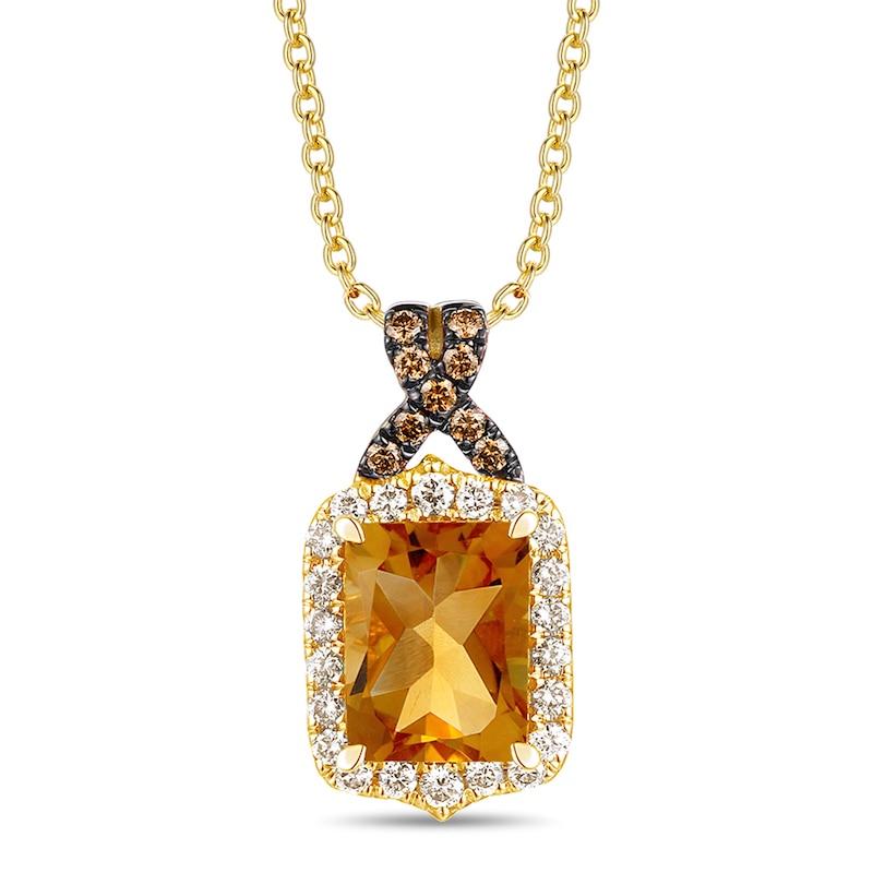 Le Vian Natural Citrine Necklace 1/3 ct tw Diamonds 14K Honey Gold