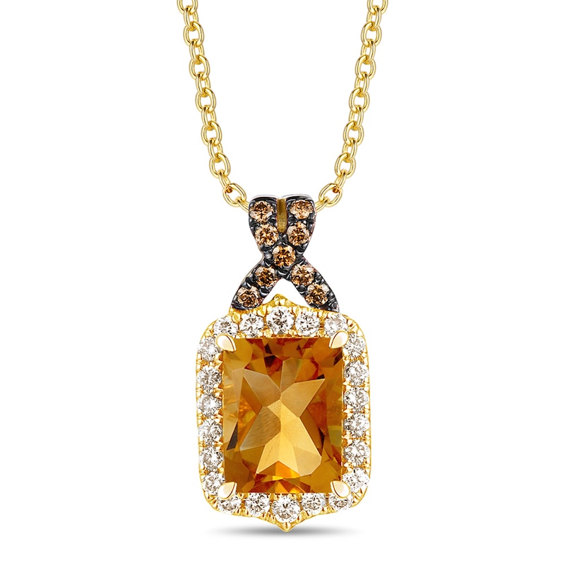 Main Image 1 of Le Vian Natural Citrine Necklace 1/3 ct tw Diamonds 14K Honey Gold