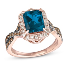Le Vian Natural Blue Topaz Ring 1/2 ct tw Diamonds 14K Strawberry Gold
