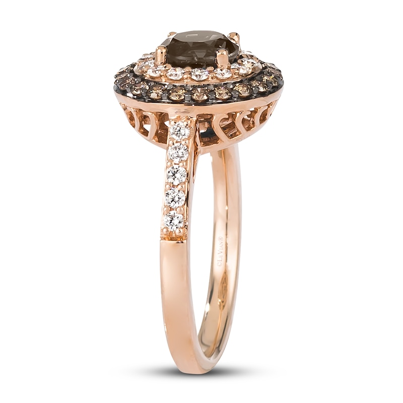 Main Image 2 of Le Vian Natural Chocolate Quartz Ring 5/8 ct tw Diamonds 14K Strawberry Gold