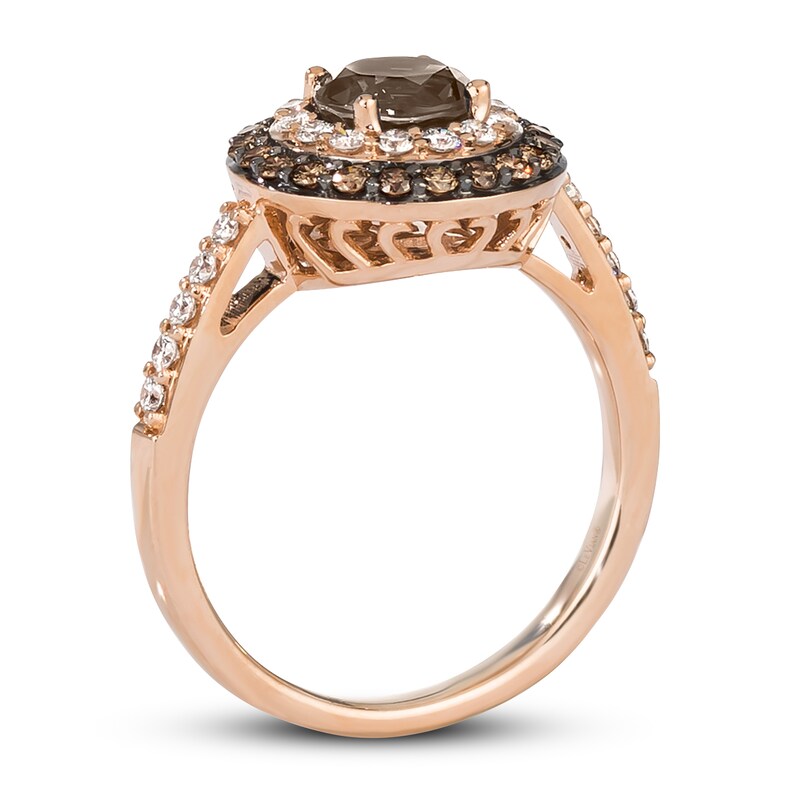 Main Image 3 of Le Vian Natural Chocolate Quartz Ring 5/8 ct tw Diamonds 14K Strawberry Gold