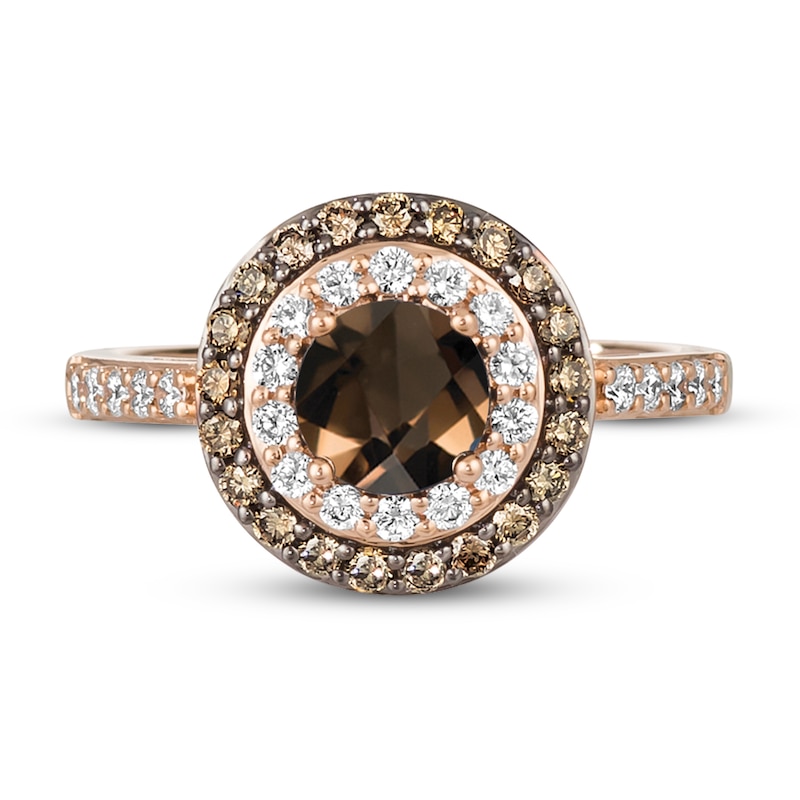 Main Image 4 of Le Vian Natural Chocolate Quartz Ring 5/8 ct tw Diamonds 14K Strawberry Gold