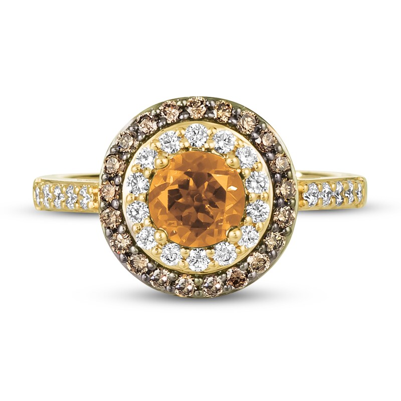 Main Image 4 of Le Vian Natural Citrine Ring 5/8 ct tw Diamonds 14K Honey Gold