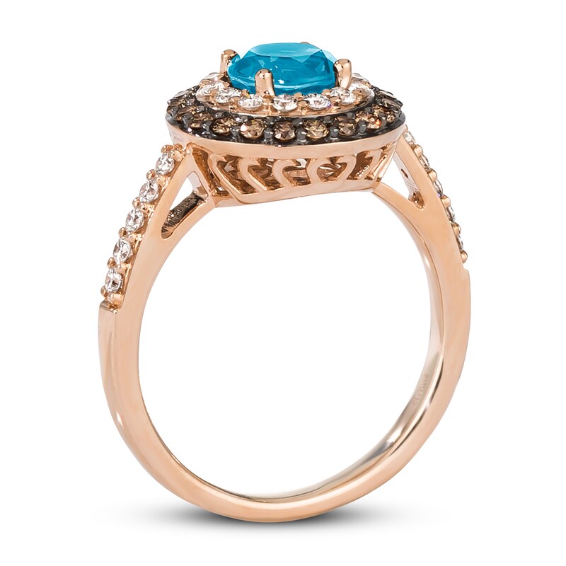 Main Image 3 of Le Vian Natural Blue Topaz Ring 5/8 ct tw Diamonds 14K Strawberry Gold