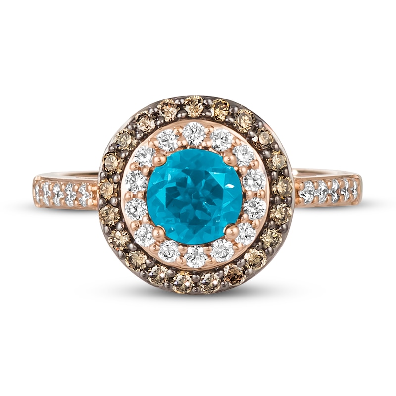 Main Image 4 of Le Vian Natural Blue Topaz Ring 5/8 ct tw Diamonds 14K Strawberry Gold