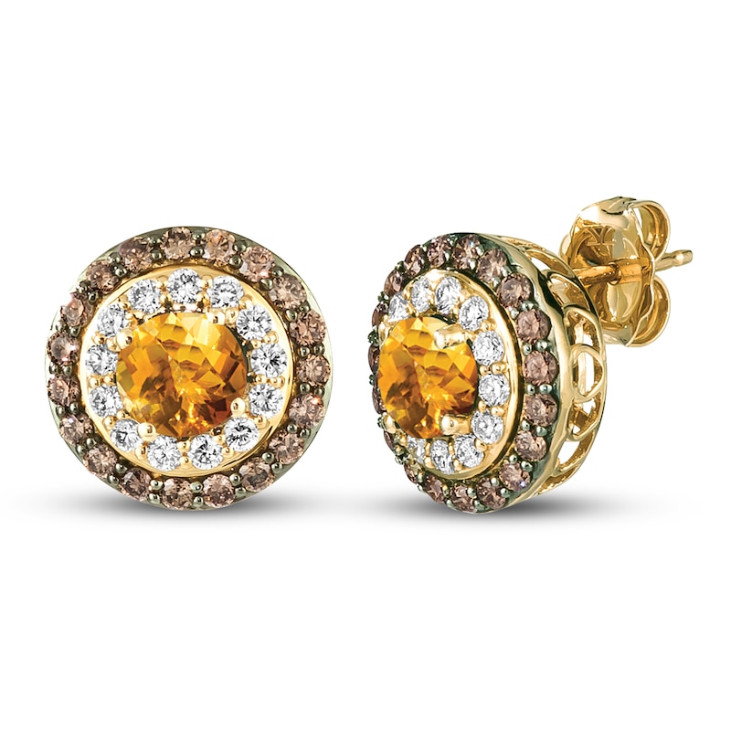 Le Vian Natural Citrine Earrings 7/8 ct tw Diamonds 14K Honey Gold with 360