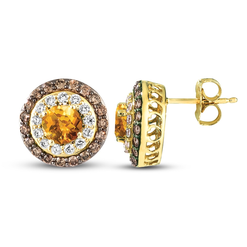 Le Vian Natural Citrine Earrings 7/8 ct tw Diamonds 14K Honey Gold