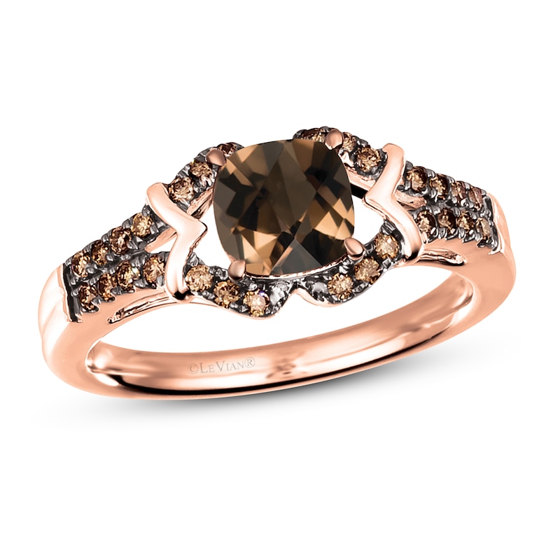 Le Vian Natural Chocolate Quartz Ring 1/5 ct tw Diamonds 14K Strawberry Gold