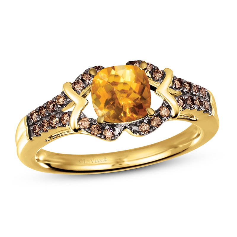 Le Vian Natural Citrine Ring 1/5 ct tw Diamonds 14K Honey Gold with 360