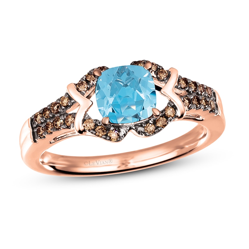 Main Image 1 of Le Vian Natural Blue Topaz Ring 1/5 ct tw Diamonds 14K Strawberry Gold