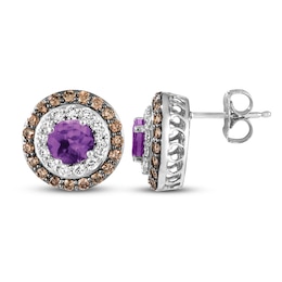 Le Vian Natural Amethyst Earrings 7/8 ct tw Diamonds 14K Vanilla Gold