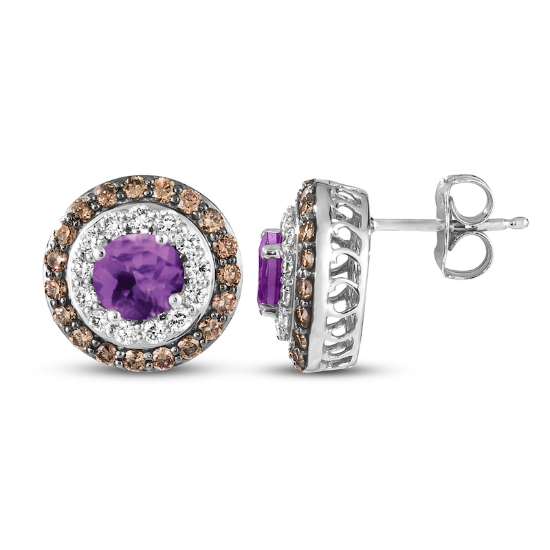 Main Image 1 of Le Vian Natural Amethyst Earrings 7/8 ct tw Diamonds 14K Vanilla Gold