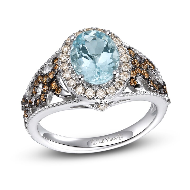 Le Vian Natural Aquamarine Ring 1/2 ct tw Diamonds 14K Vanilla Gold