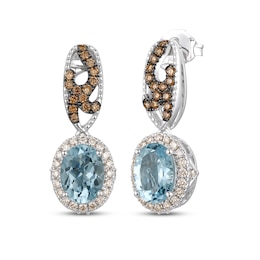 Le Vian Natural Aquamarine Earrings 1/2 ct tw Diamonds 14K Vanilla Gold
