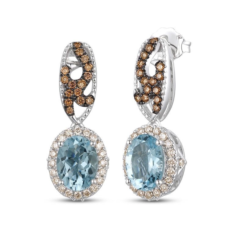 Le Vian Natural Aquamarine Earrings 1/2 ct tw Diamonds 14K Vanilla Gold