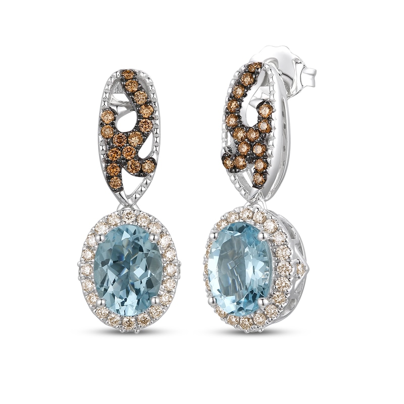 Main Image 1 of Le Vian Natural Aquamarine Earrings 1/2 ct tw Diamonds 14K Vanilla Gold
