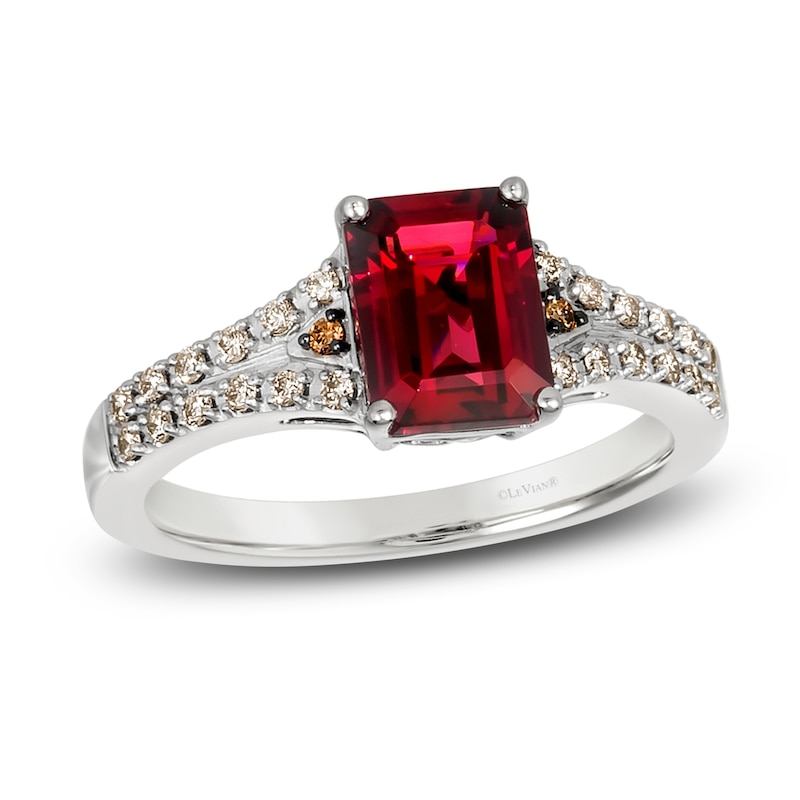 Main Image 1 of Le Vian Natural Garnet Ring 1/6 ct tw Diamonds 14K Vanilla Gold