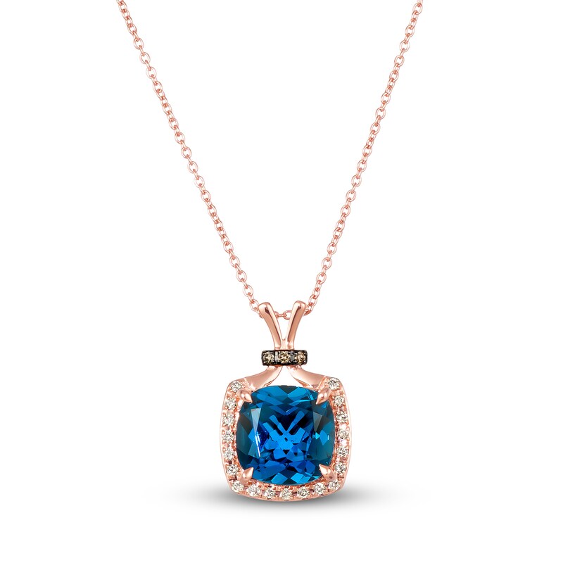 Main Image 1 of Le Vian Natural Blue Topaz Necklace 1/8 ct tw Diamonds 14K Strawberry Gold