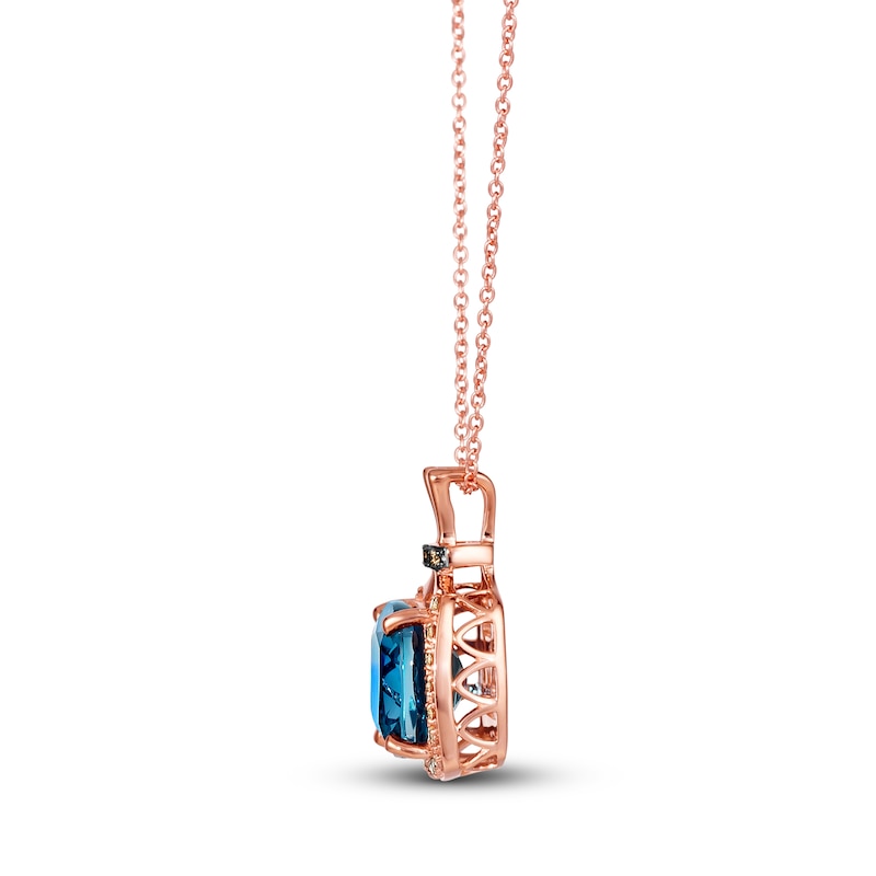 Main Image 2 of Le Vian Natural Blue Topaz Necklace 1/8 ct tw Diamonds 14K Strawberry Gold