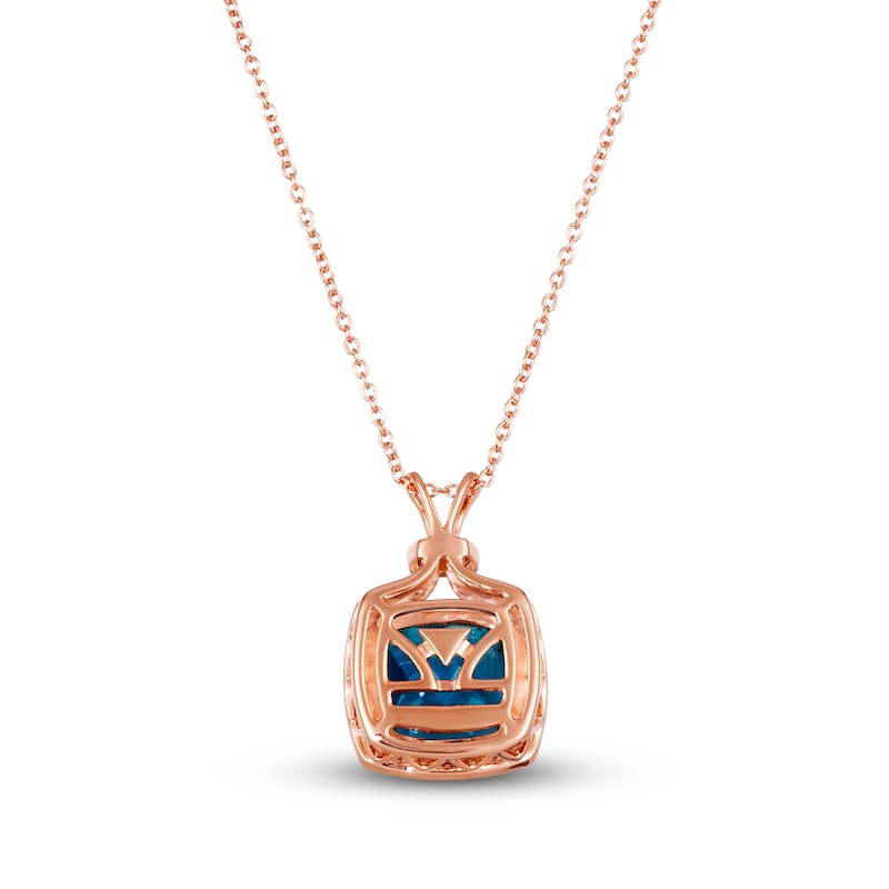 Main Image 3 of Le Vian Natural Blue Topaz Necklace 1/8 ct tw Diamonds 14K Strawberry Gold