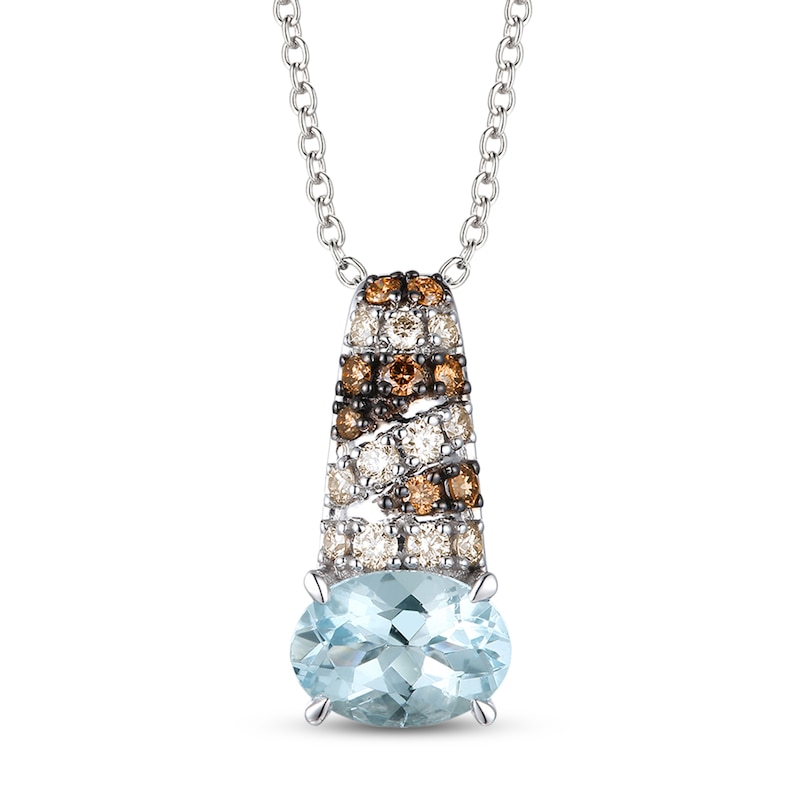 Main Image 1 of Le Vian Natural Aquamarine Necklace 1/6 ct tw Diamonds 14K Vanilla Gold