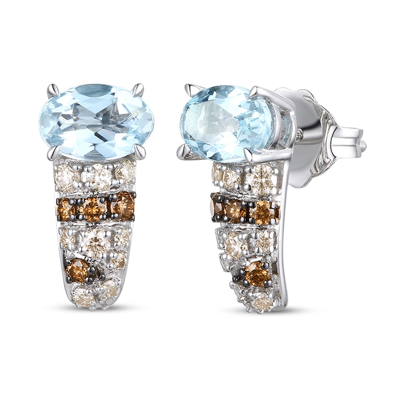 Main Image 1 of Le Vian Natural Aquamarine Earrings 1/4 ct tw Diamonds 14K Vanilla Gold