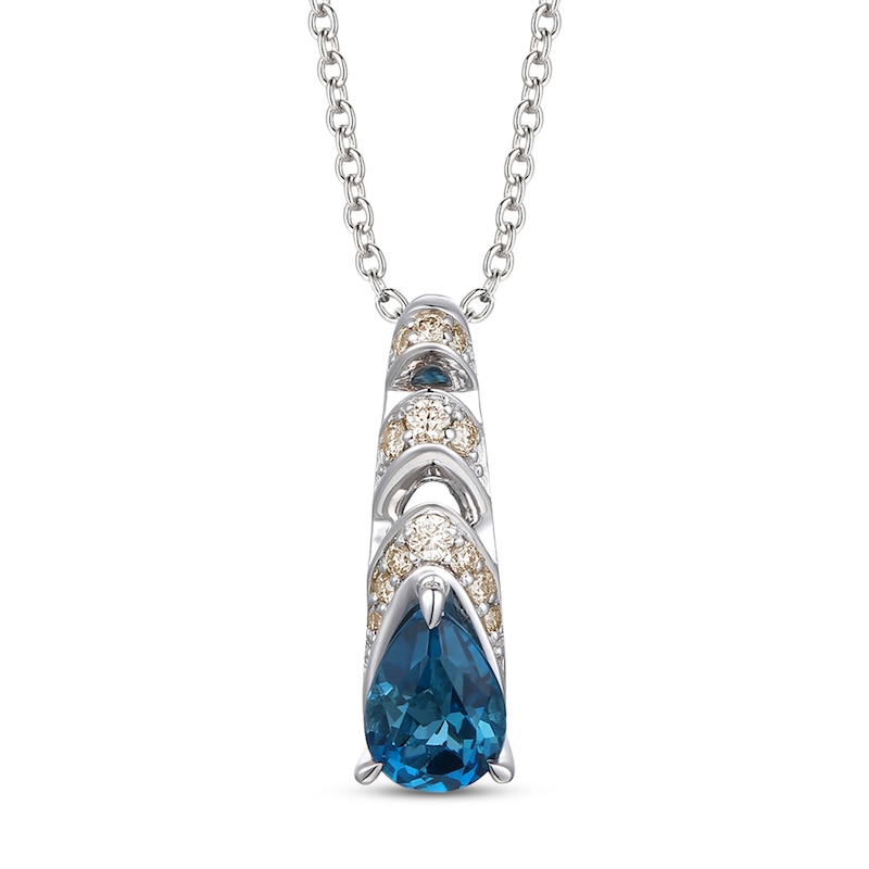 Main Image 1 of Le Vian Natural Blue Topaz Necklace 1/10 ct tw Diamonds 14K Vanilla Gold