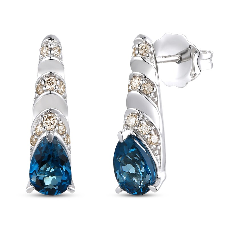 Main Image 1 of Le Vian Natural Blue Topaz Earrings 1/8 ct tw Diamonds 14K Vanilla Gold
