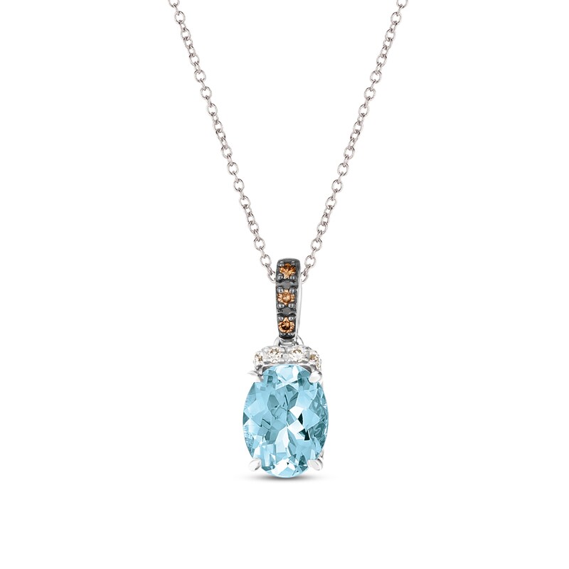 Main Image 1 of Le Vian Natural Aquamarine Necklace 1/20 ct tw Diamonds 14K Vanilla Gold