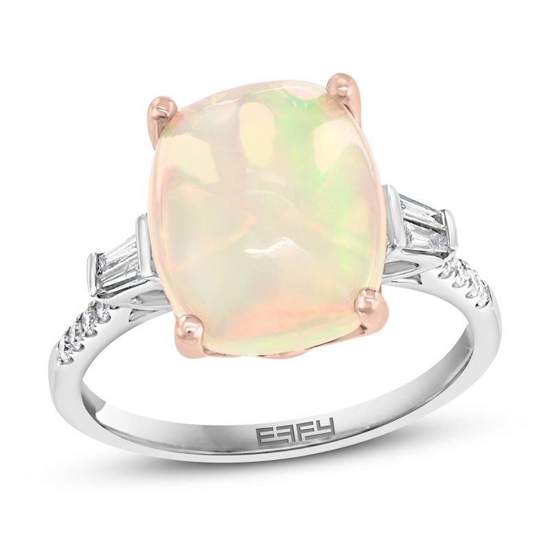 Effy Natural Opal Ring 1/5 ct tw Diamonds 14K White Gold