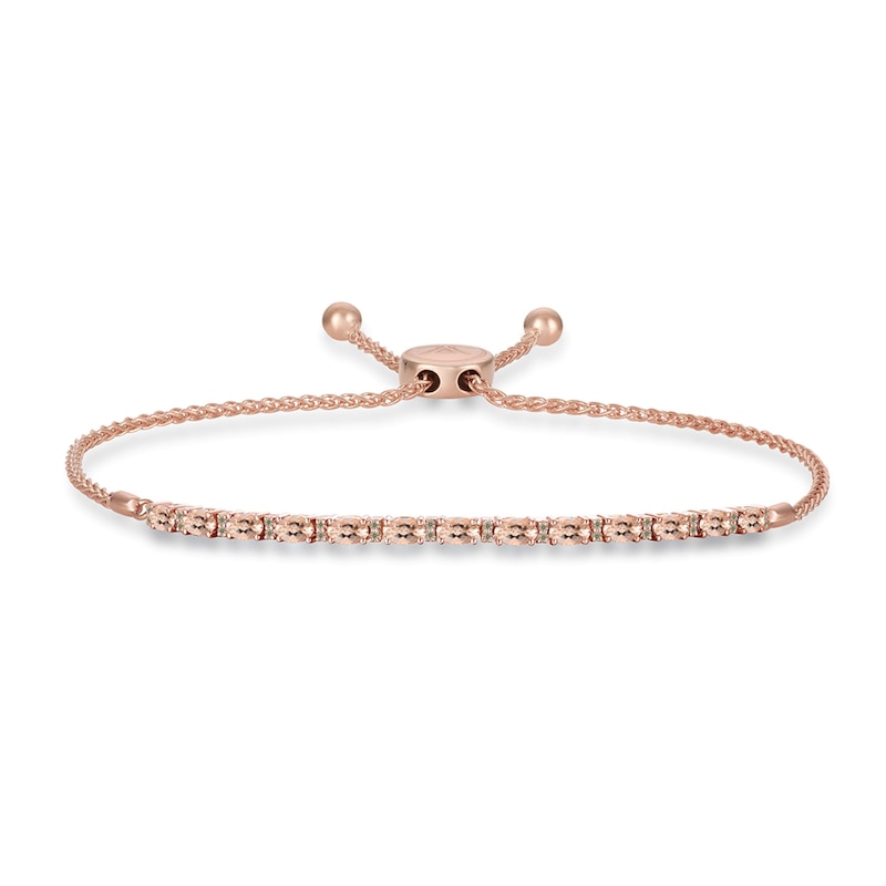 Main Image 1 of Le Vian Natural Morganite Bolo Bracelet 1/5 ct tw Diamonds 14K Strawberry Gold