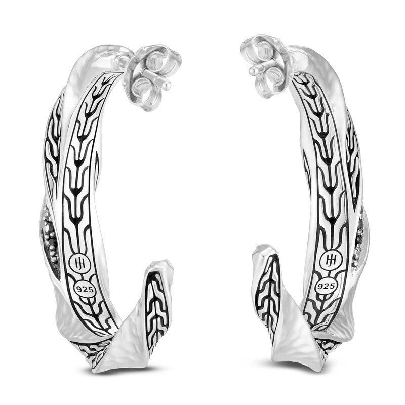 John Hardy Classic Chain Twist Earrings Natural Black Spinel & Natural Black Sapphire Sterling Silver