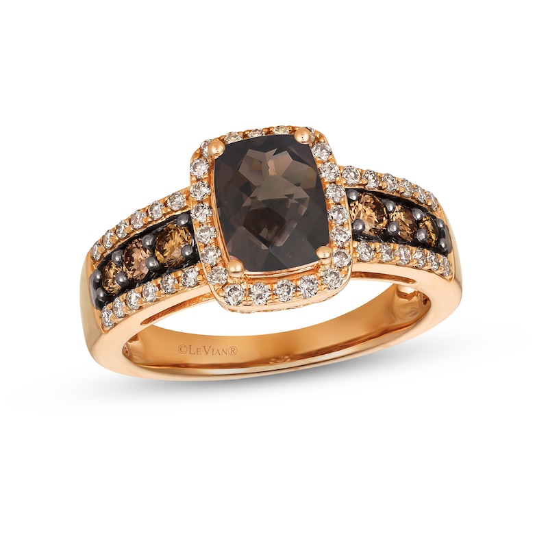 Main Image 1 of Le Vian Natural Smoky Quartz Ring 5/8 ct tw Diamonds 14K Strawberry Gold