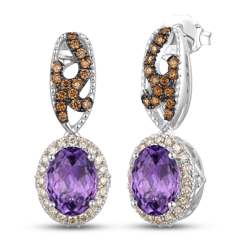 Le Vian Natural Amethyst Earrings 1/2 ct tw Diamonds 14K Vanilla Gold