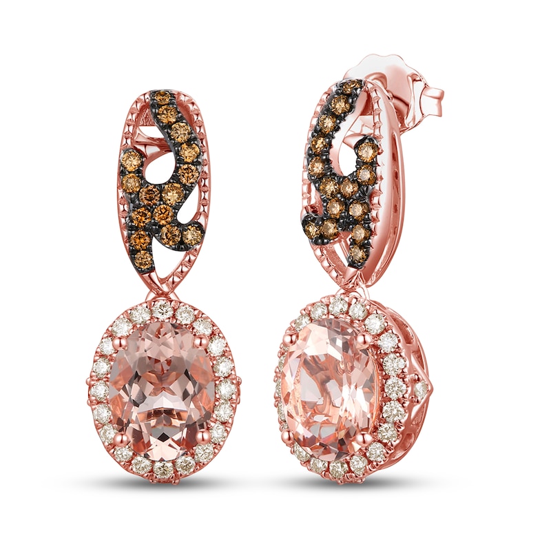 Main Image 1 of Le Vian Natural Morganite Earrings 1/2 ct tw Diamonds 14K Strawberry Gold