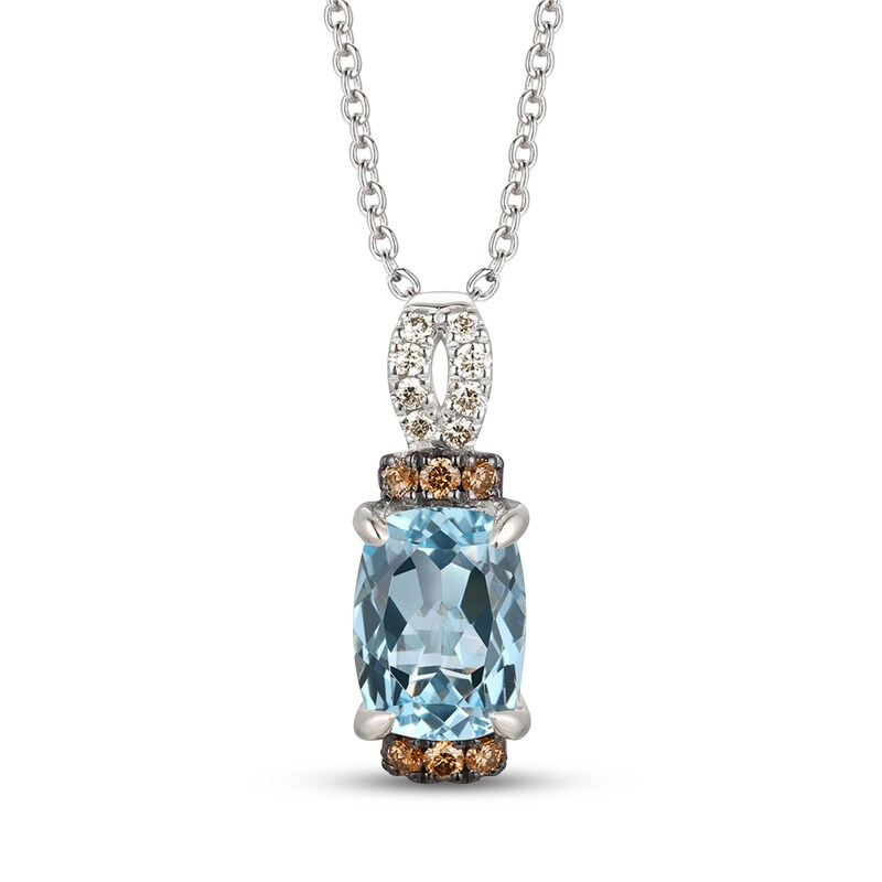 Le Vian Natural Aquamarine Necklace 1/6 ct tw Diamonds 14K Vanilla Gold