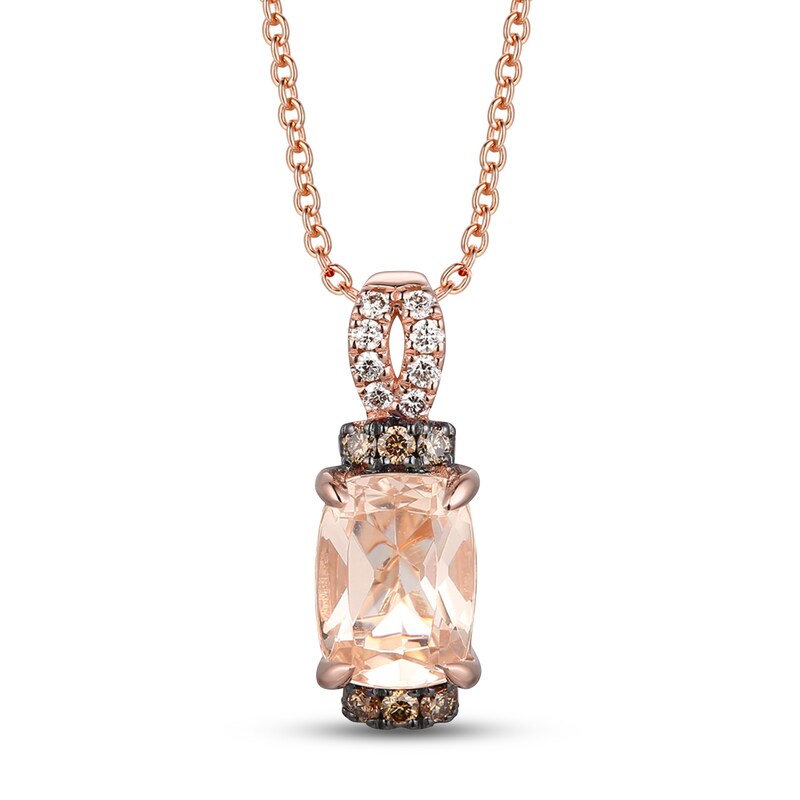 Main Image 1 of Le Vian Natural Morganite Necklace 1/6 ct tw Diamonds 14K Strawberry Gold