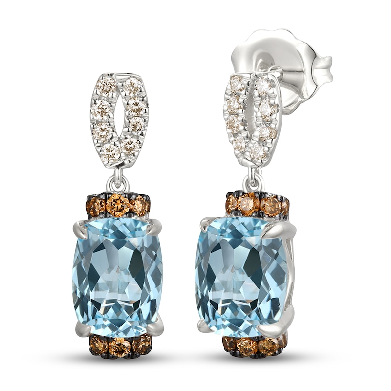Main Image 1 of Le Vian Natural Aquamarine Earrings 1/4 ct tw Diamonds 14K Vanilla Gold