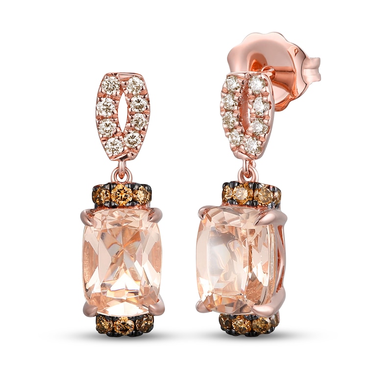 Main Image 1 of Le Vian Natural Morganite Earrings 1/4 ct tw Diamonds 14K Strawberry Gold