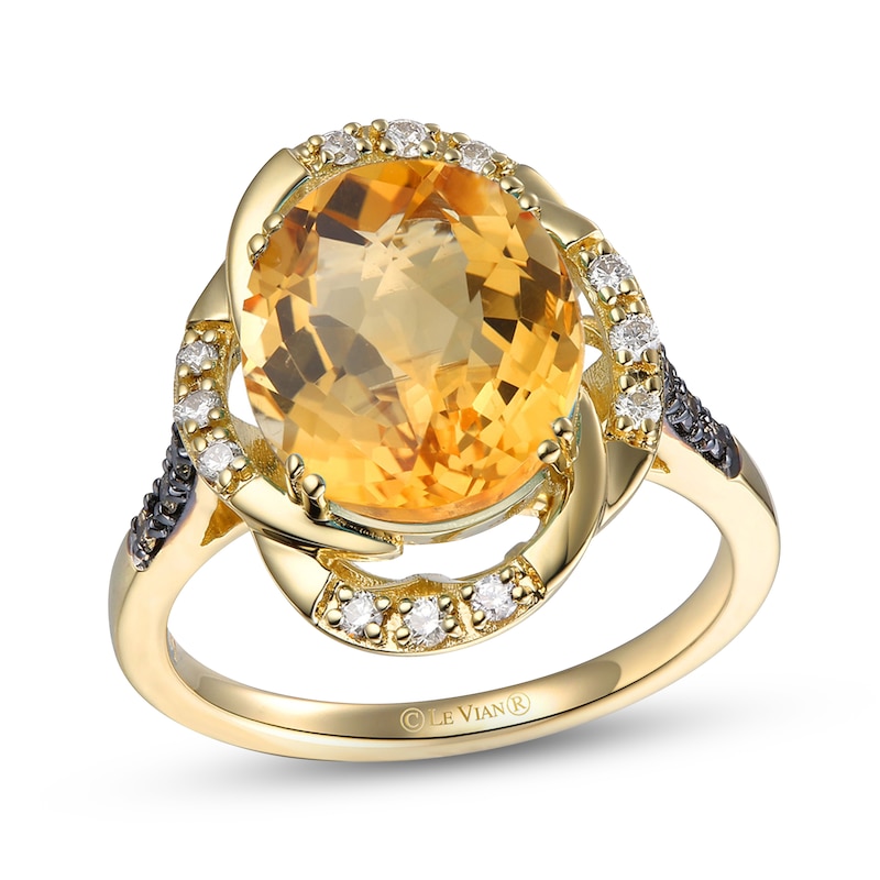 Le Vian Natural Citrine Ring 1/5 ct tw Diamonds 14K Honey Gold with 360