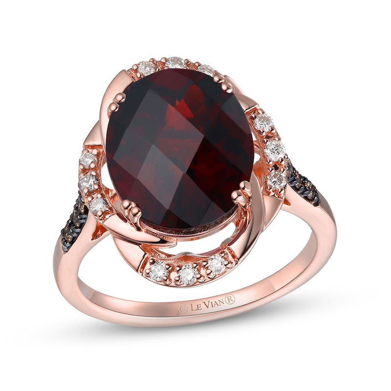 Le Vian Natural Rhodolite Garnet Ring 1/5 ct tw Diamonds 14K Strawberry Gold