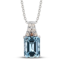Le Vian Natural Aquamarine Necklace 1/20 ct tw Diamonds 14K Vanilla Gold