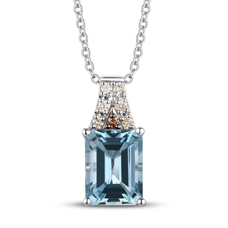 Main Image 1 of Le Vian Natural Aquamarine Necklace 1/20 ct tw Diamonds 14K Vanilla Gold