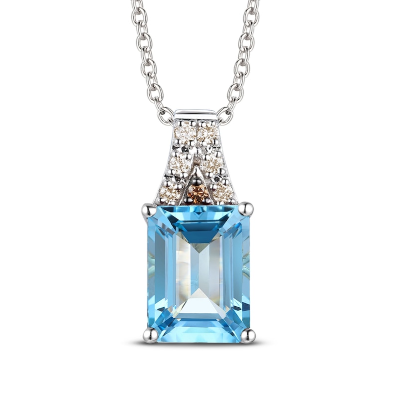 Le Vian Natural Blue Topaz Necklace 1/20 ct tw Diamonds 14K Vanilla Gold