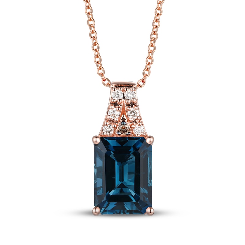 Main Image 1 of Le Vian Natural Blue Topaz Necklace 1/20 ct tw Diamonds 14K Strawberry Gold