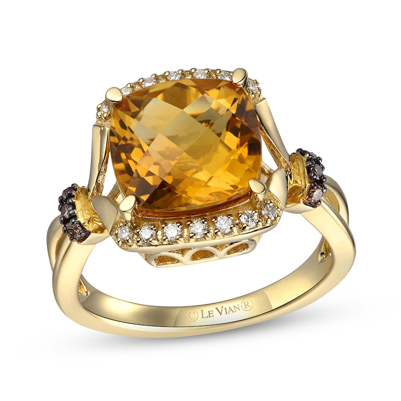 Le Vian Natural Citrine Ring 1/8 ct tw Diamonds 14K Honey Gold