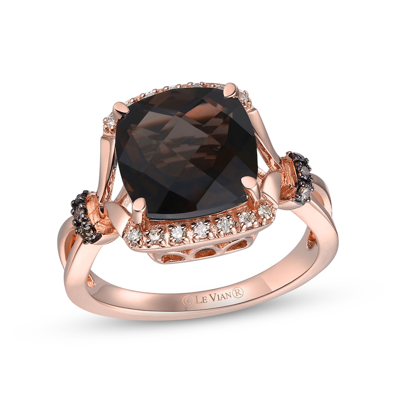 Le Vian Natural Smoky Quartz Ring 1/8 ct tw Diamonds 14K Strawberry Gold