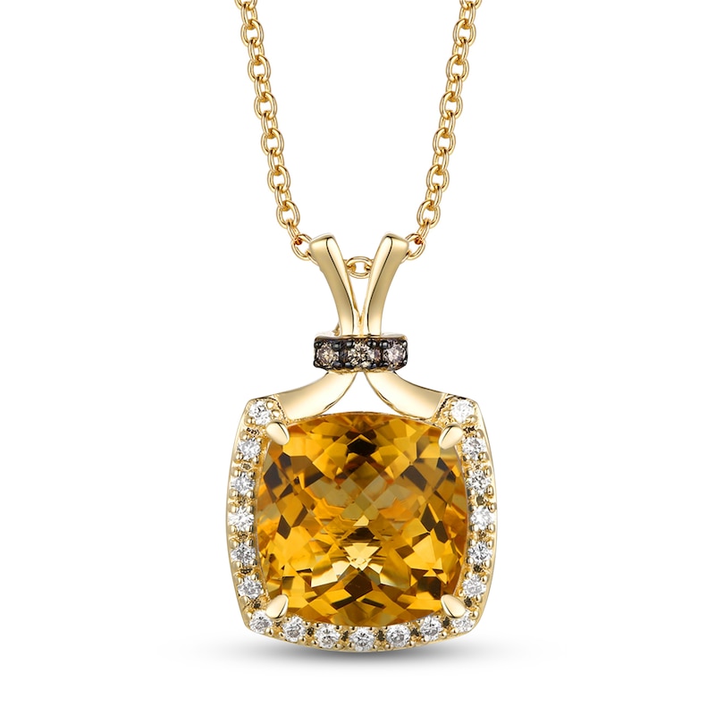 Main Image 1 of Le Vian Natural Citrine Necklace 1/8 ct tw Diamonds 14K Honey Gold