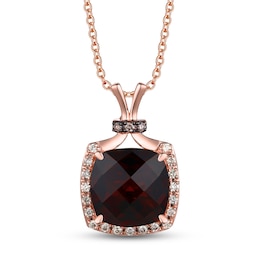 Le Vian Natural Garnet Necklace 1/8 ct tw Diamonds 14K Strawberry Gold