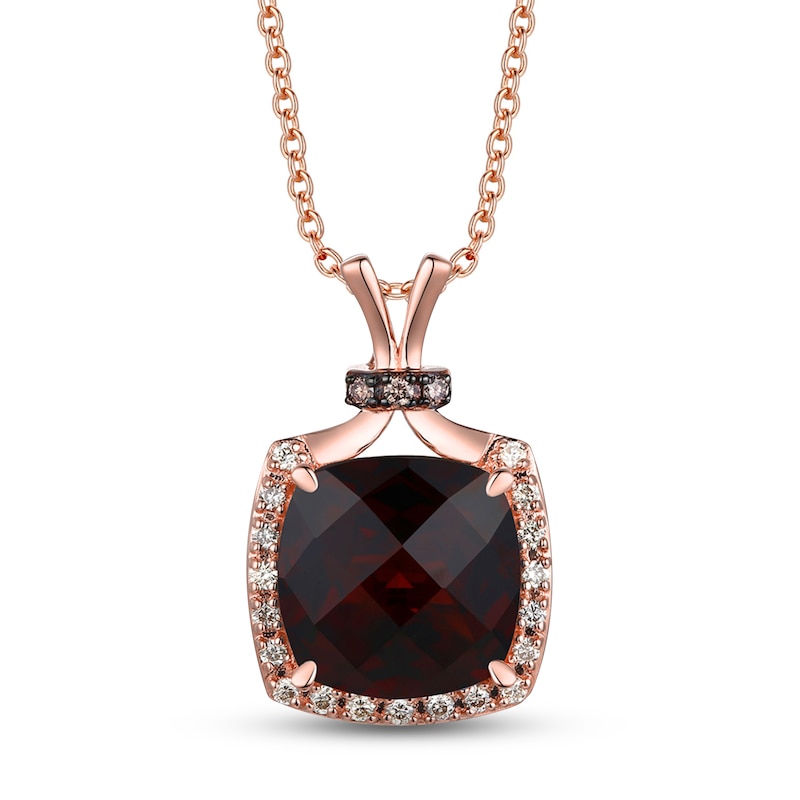 Main Image 1 of Le Vian Natural Garnet Necklace 1/8 ct tw Diamonds 14K Strawberry Gold